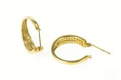 10K Yellow Gold Diamond Inset Classic Statement Hoop Earrings