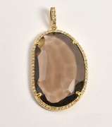 Beautiful Smokey Topaz & Diamond Pendant in 14K YG