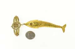 9K Yellow Gold Victorian Elaborate Floral Articulated Fish Pin/Brooch