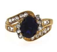 Sterling Silver Oval Sapphire Ring
