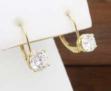 Diamond Solitaire Lever Back Earrings