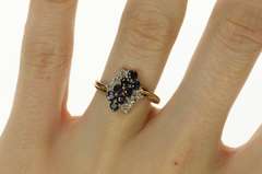 10K Yellow Gold Squared Diagonal Sapphire Diamond Bypass Ring