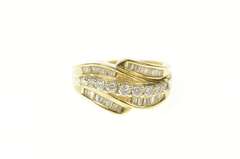 14K Yellow Gold 1.00 Ctw Wavy Diamond Tiered Statement Ring