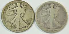Scarce 1916-D & 1917-S (OBV) Walking Liberty Half Dollars