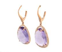 Fabulous 14kt YG Amethyst and Diamond Halo Dangle Earrings