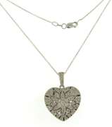 Charming White Gold Heart Locket Pendant on Chain