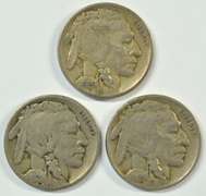 1920, 1921, & 1925 Buffalo Nickels. Sharp
