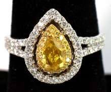 Amazing 1.00CTW Fancy Colored Diamond Ring in 14KT White Gold