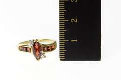 10K Yellow Gold Marquise Garnet Diamond Accent Bypass Ring