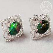 ETHIOPIAN BLACK OPAL & WHITE TOPAZ STERLING SILVER EARRINGS