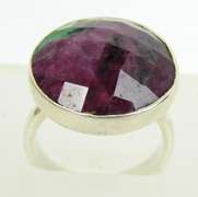 Natural Bi-Color Faceted Sapphire Sterling Ring, Size 6