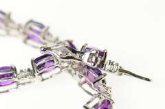 10K White Gold Faceted Cushion Amethyst Diamond Accent Bracelet