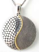Cool Textured Disc Necklace in Sterling Silver