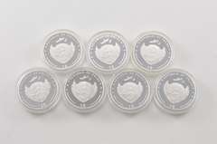 2009 Palau $1 27g Silver Plated Copper - 7 Coin Set - Display & COA