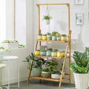 Bamboo Hanging Plant Stand Shelves