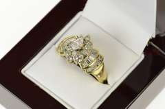 10K Yellow Gold 1.55 Ctw Marquise Diamond Halo Engagement Ring
