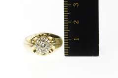 14K Yellow Gold 0.87 Ctw Diamond Cluster Retro Statement Ring
