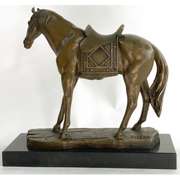 Horse with his Saddle Western Cowboy Bronze Sculpture