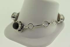 Silver-Tone Quartz Gemstone Bracelet