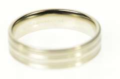 14K White Gold 5.9mm Grooved Classic Men's Wedding Band Ring