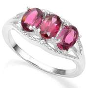 1.54 CT RHODONITE & DIAMOND 18K GOLD PLATED RING