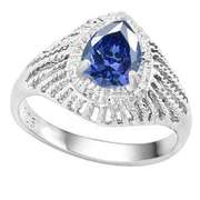 1.81 CT LAB TANZANITE & DIAMOND STERLING SILVER RING