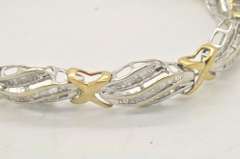 10K GOLD BEAUTIFUL TWO TONE LADIES DIAMOND BRACELET.