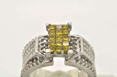 LADIES WHITE AND YELLOW DIAMOND RING