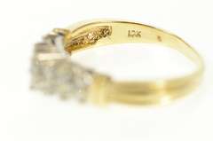 10K Yellow Gold Tiered Diamond Squared Statement Band Ring