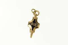10K Yellow Gold Phi Delta Black Enamel Ornate Charm/Pendant