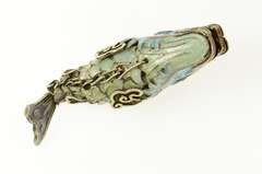 Sterling Silver 3D Ornate Articulated Fish Chinese Stylized Pendant