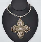 Stunning Vintage Sterling and Sterling Silver Cross Chain Necklace