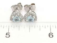 Sweet Heart Aquamarine & Diamond Heart Earrings in Sterling Silver