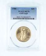 MS70 1988 $25 American Gold Eagle 1/2 Oz Fine Gold - Graded PCGS