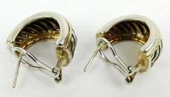 2-Tone Sterling Ribbed Wide Hoop Earrings