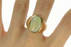 14K Yellow Gold Retro Ornate Natural Opal Statement Ring