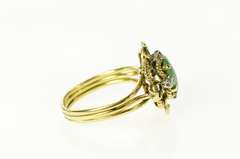 18K Yellow Gold Aventurine Diamond Victorian Statement Ring