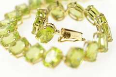14K Yellow Gold Oval Peridot Classic Statement Tennis Bracelet