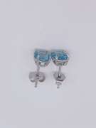 14kt Solid White Gold Blue Topaz Stud Earrings
