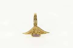 14K Yellow Gold Oval Amethyst Ornate Filigree Statement Ring