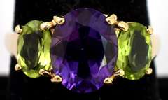 Vibrant Amethyst & Peridot Ring in 14KT Yellow Gold