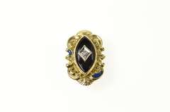 10K Yellow Gold Ornate Black Onyx Diamond Slide Bracelet Charm/Pendant