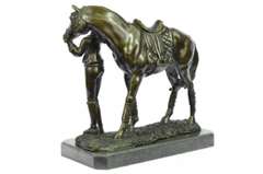 Jockey with Racing Horse Bronze Sculpture
