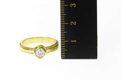 14K Yellow Gold 0.44 Ct Diamond Solitaire Ornate Engagement Ring