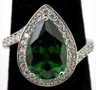 Dazzling Emerald & CZ Cocktail Ring in Sterling Silver