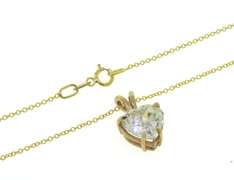 Fabulous Yellow Gold CZ Heart Shaped Pendant on Chain
