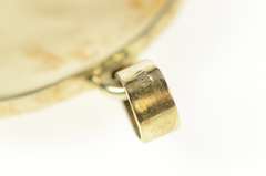 14K Yellow Gold Carved Mother Of Pearl Lady Ornate Oval Pendant