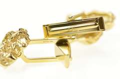 14K Yellow Gold Raw Textured Nugget Cluster Abstract Cuff Links