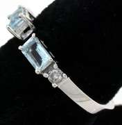 Sweet Aquamarine & Diamond Ring in Sterling Silver
