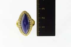 18K Yellow Gold Lapis Lazuli 0.84 Ctw Diamond Cocktail Ring